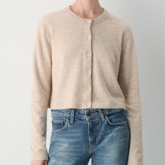 Aritzia Wilfred SoftSpoke Sicily Cardigan Sweater, Heather Light Oatmeal, XS - Picture 7 of 10